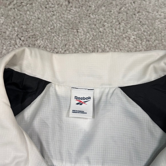 Reebok Mens Black White Twin Vecrtor Colorblock Full Zip Track Jacket Size S - Picture 3 of 11